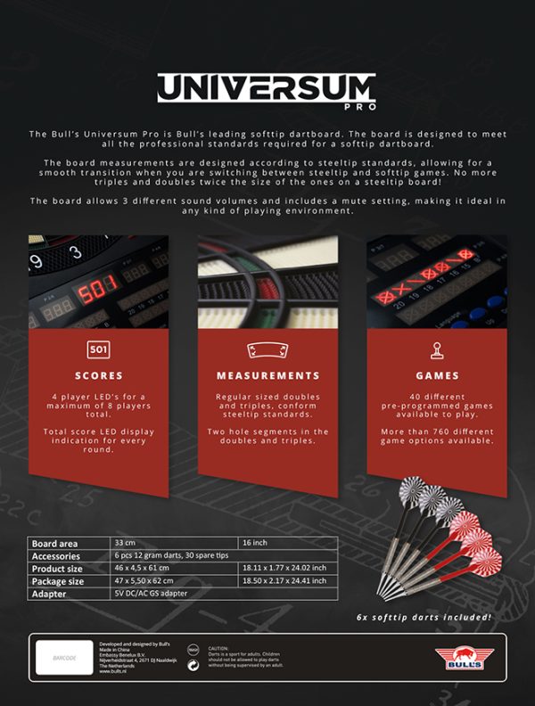 Bull's Universum Pro Elektroninen Dartstaulu - Image 2